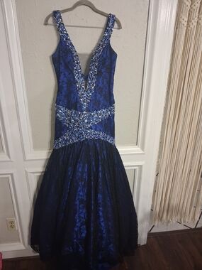 Vintage y2k posh precious prom formal pageant mermaid gown dress 6 beaded lace